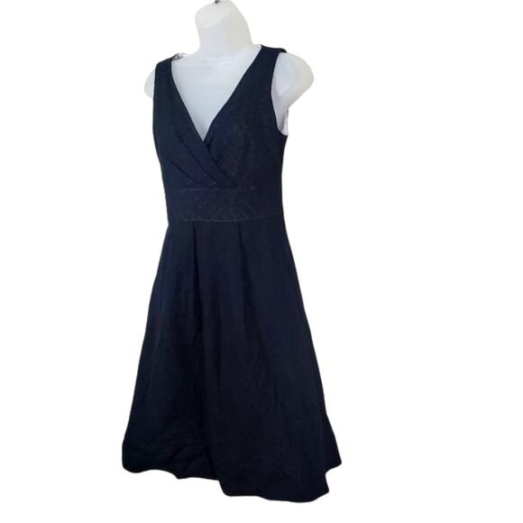 TALBOTS Womens Dress SZ 6 Embroidered Lined Sleeveless Faux Wrap Sheath Academia - Picture 8 of 12